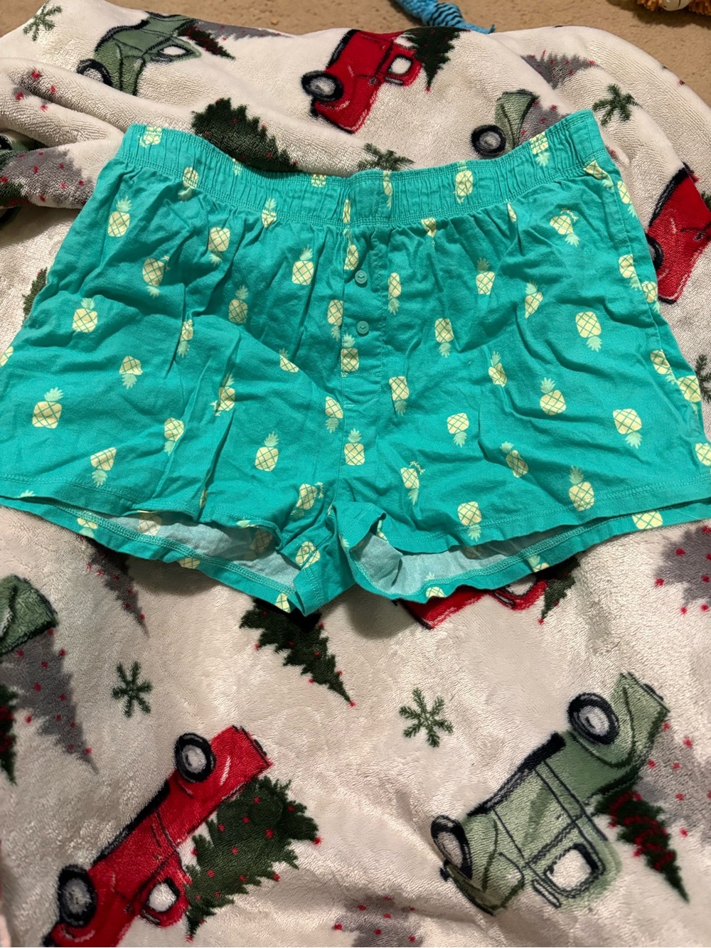 PINK Victoria's Secret Turquoise Pineapple Lounge Shorts